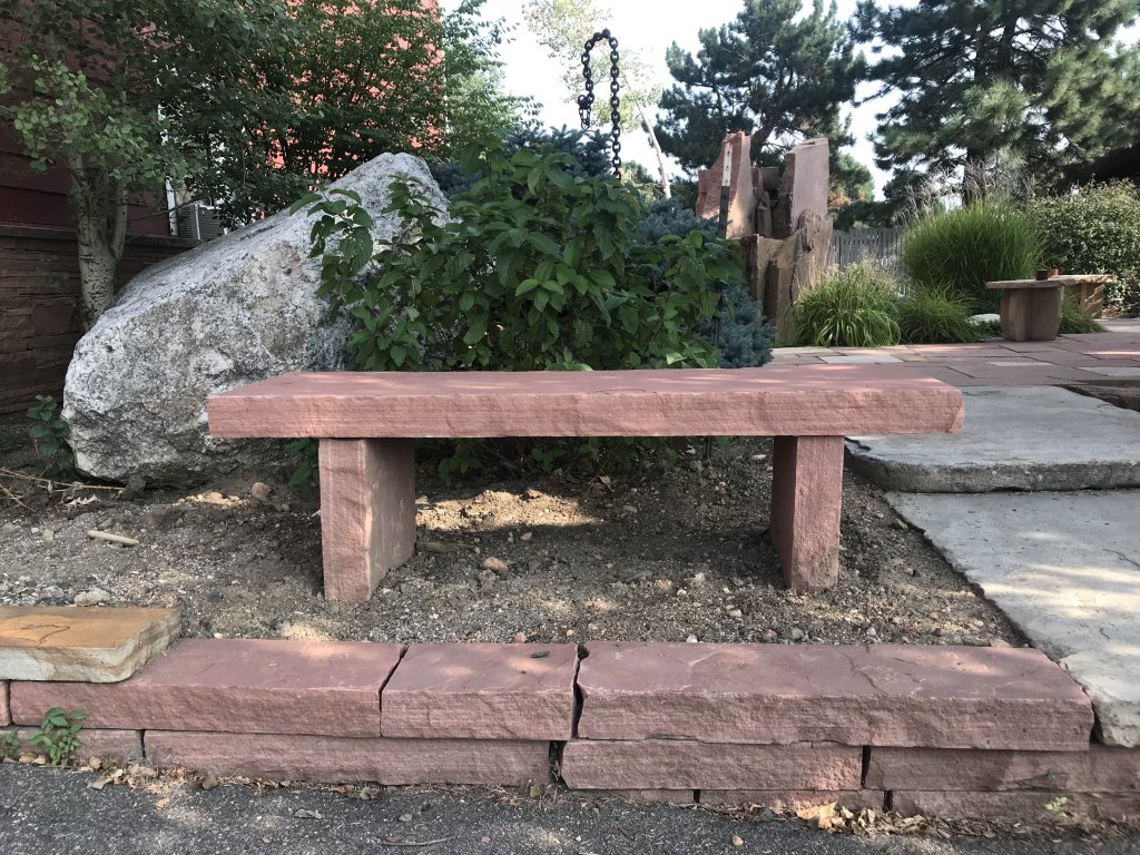 COLORADO RED BENCH WITH PARTIALLY BURIED LEGS